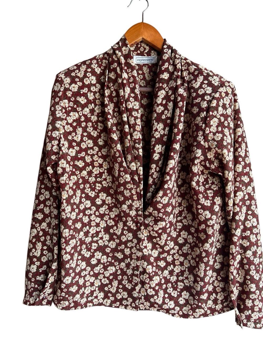 Impressions of CA Vtg 80s Bold Colorful WHIMSY FLORAL Spring Summer BLOUSE 10